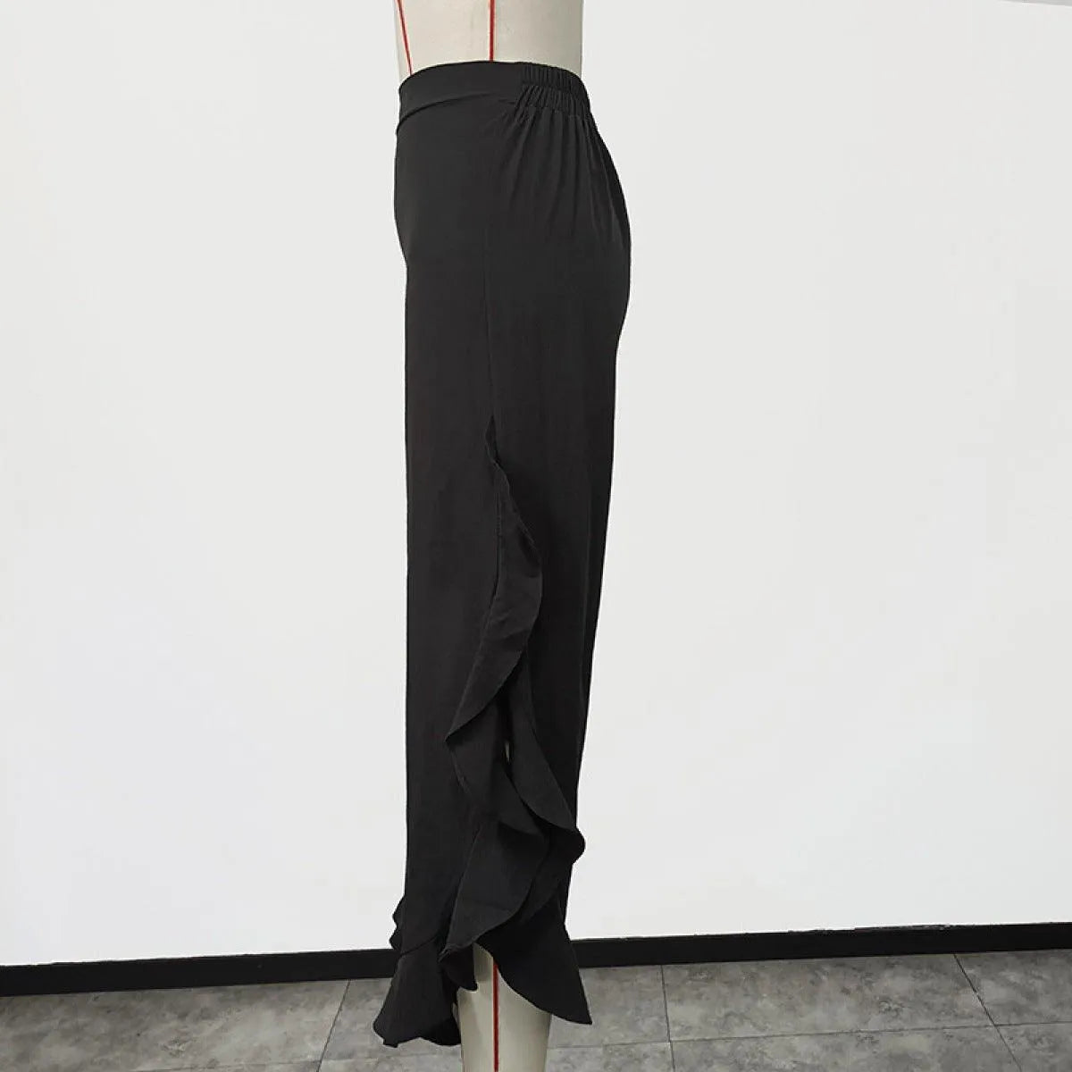 Loose High Waist Ruffles Wide-Leg Pants Jewelry Bubble