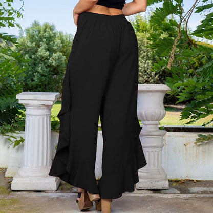 Loose High Waist Ruffles Wide-Leg Pants Jewelry Bubble