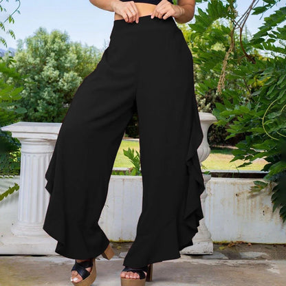 Loose High Waist Ruffles Wide-Leg Pants Jewelry Bubble