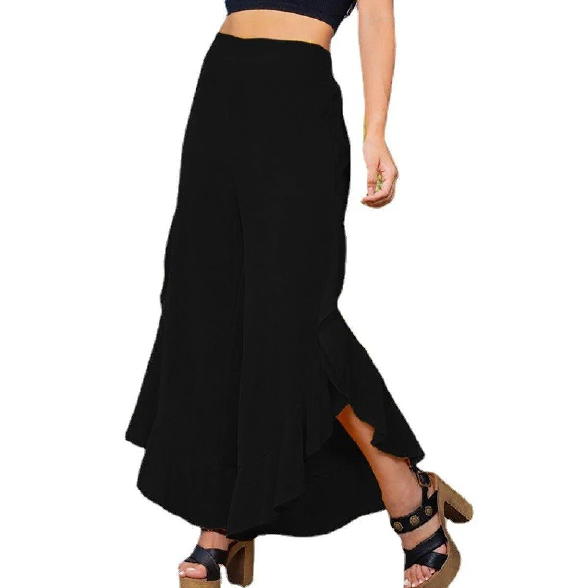 Loose High Waist Ruffles Wide-Leg Pants Jewelry Bubble