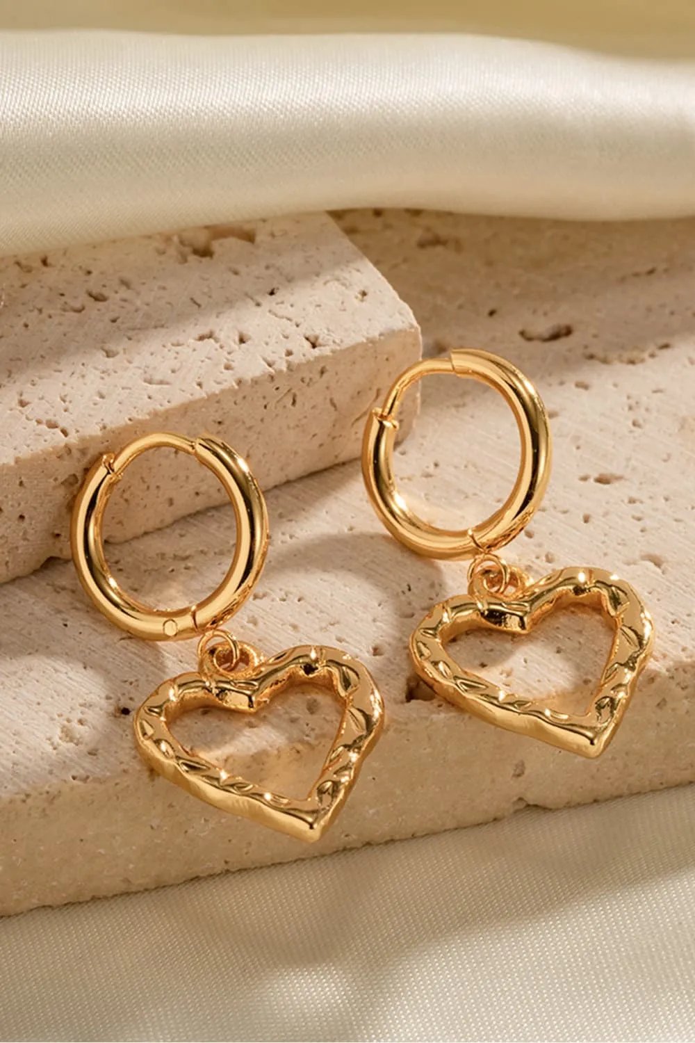 Love Heart Charm Huggie Hoop Earrings for Women