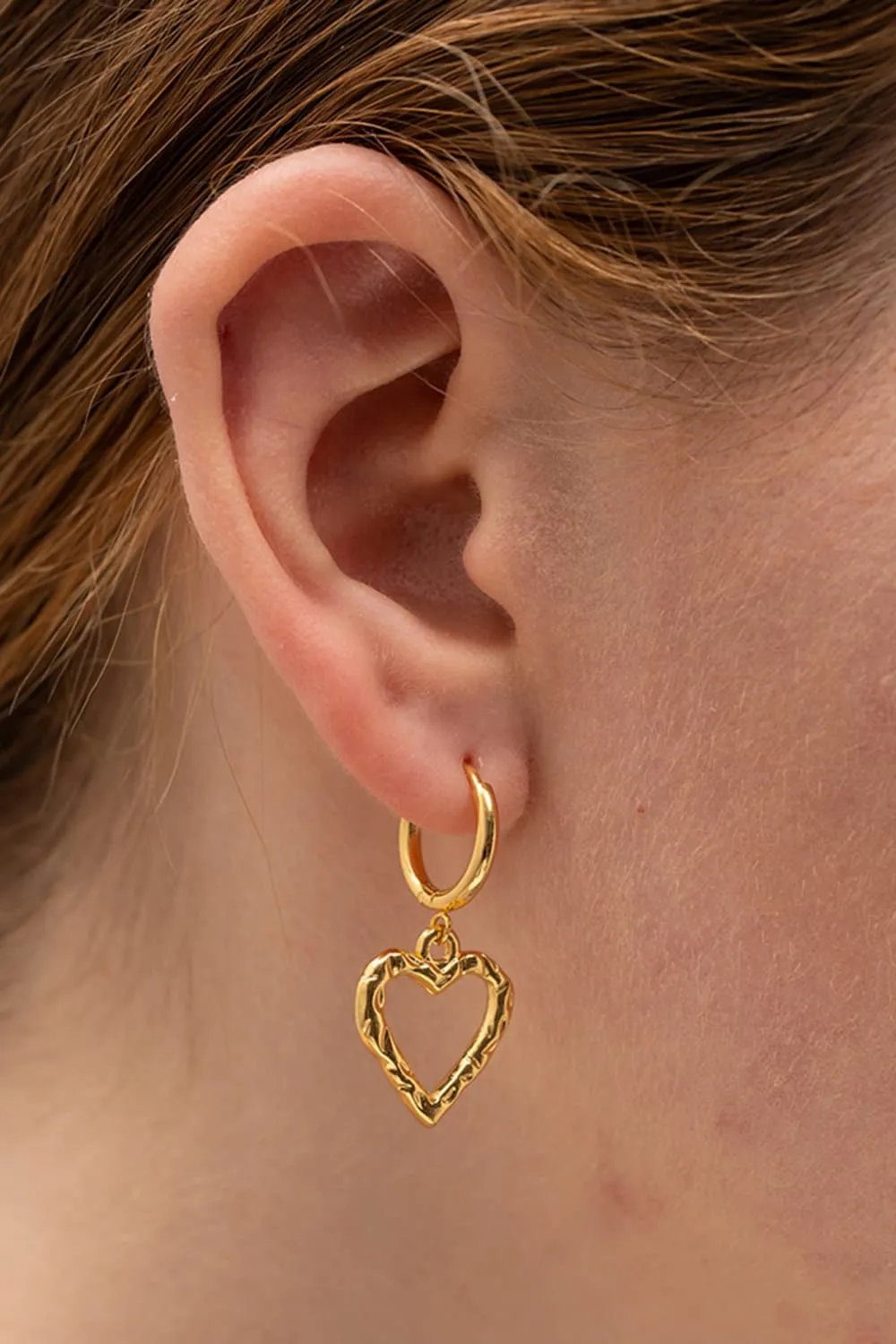 Love Heart Charm Huggie Hoop Earrings for Women