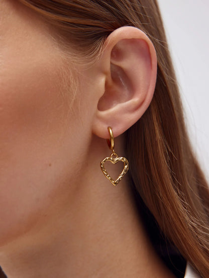 Love Heart Charm Huggie Hoop Earrings for Women Jewelry Bubble