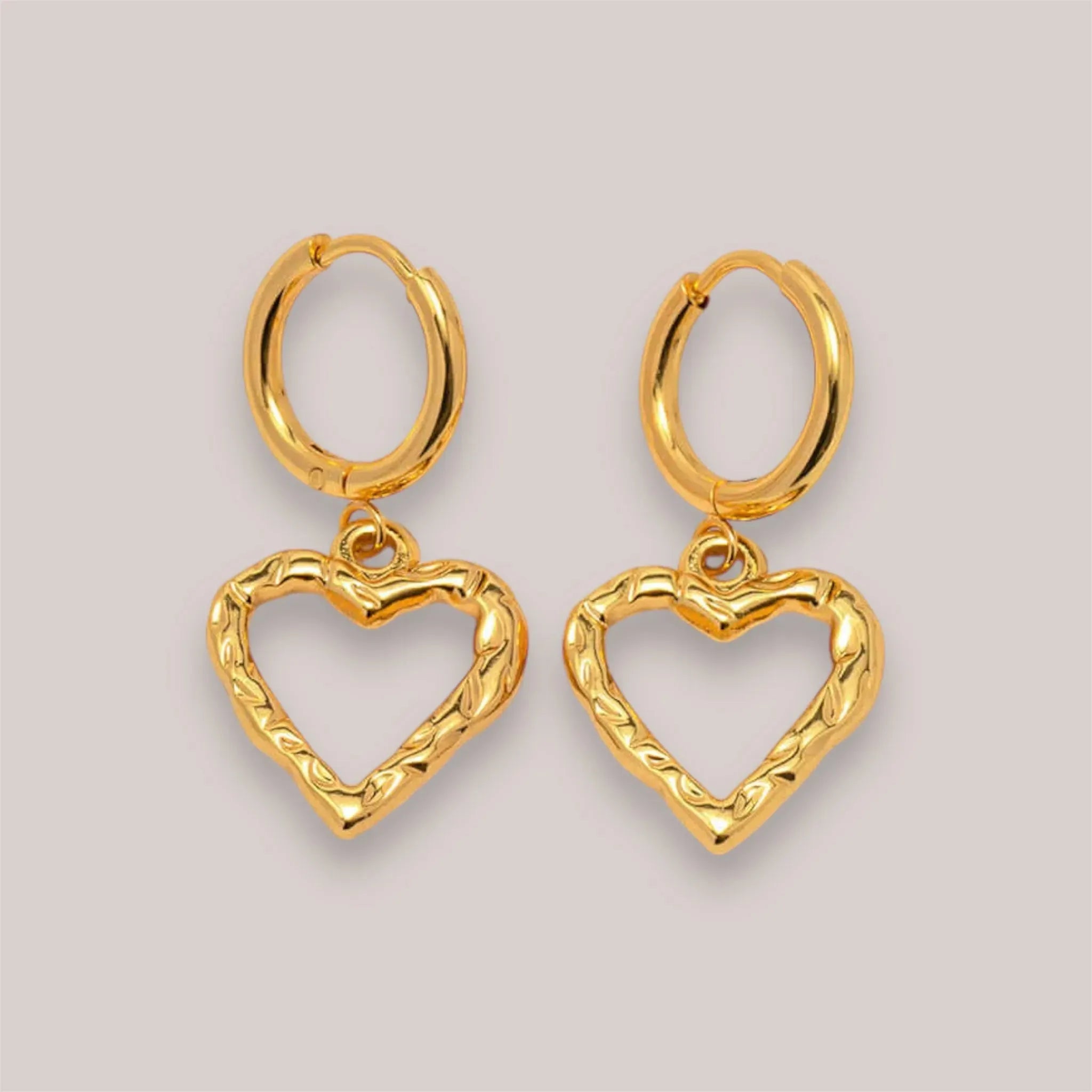 Love Heart Charm Huggie Hoop Earrings for Women