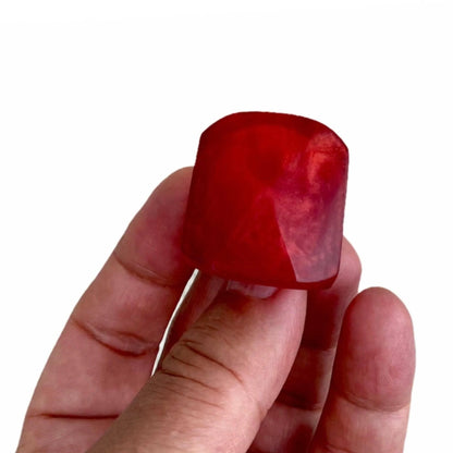 Lush Red Resin Chunky Ring Faceted Pyramid Jewelry Bubble