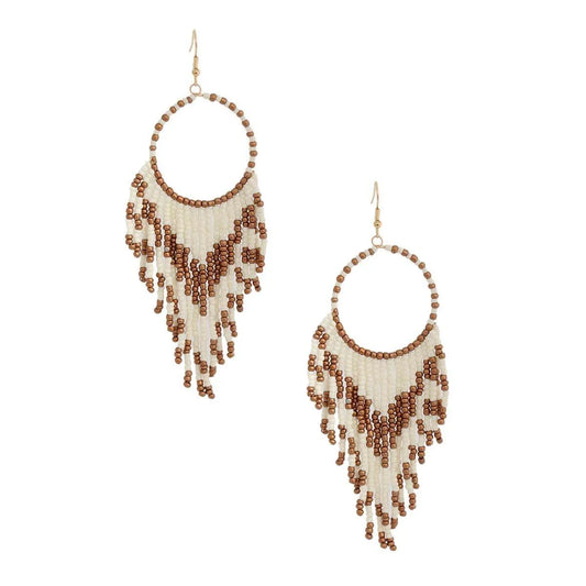 Make a Statement with Stunning Cream & Gold Dangle Earrings Jewelry Bubble