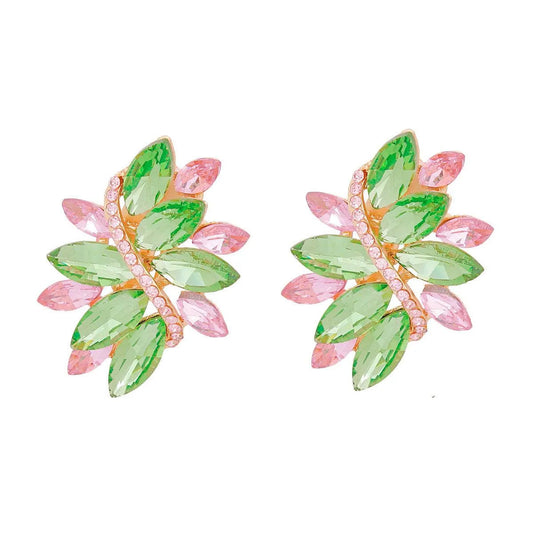 Marquise Studs: Fashionable Soft Pink-Green Earrings for Elegant Style Pinktown