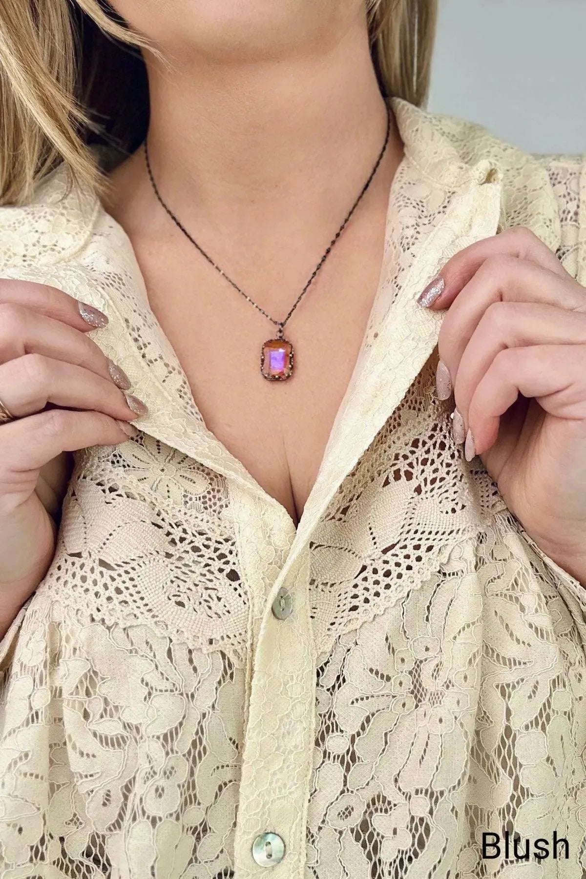 Melania Clara Rainbow Gunmetal Necklace