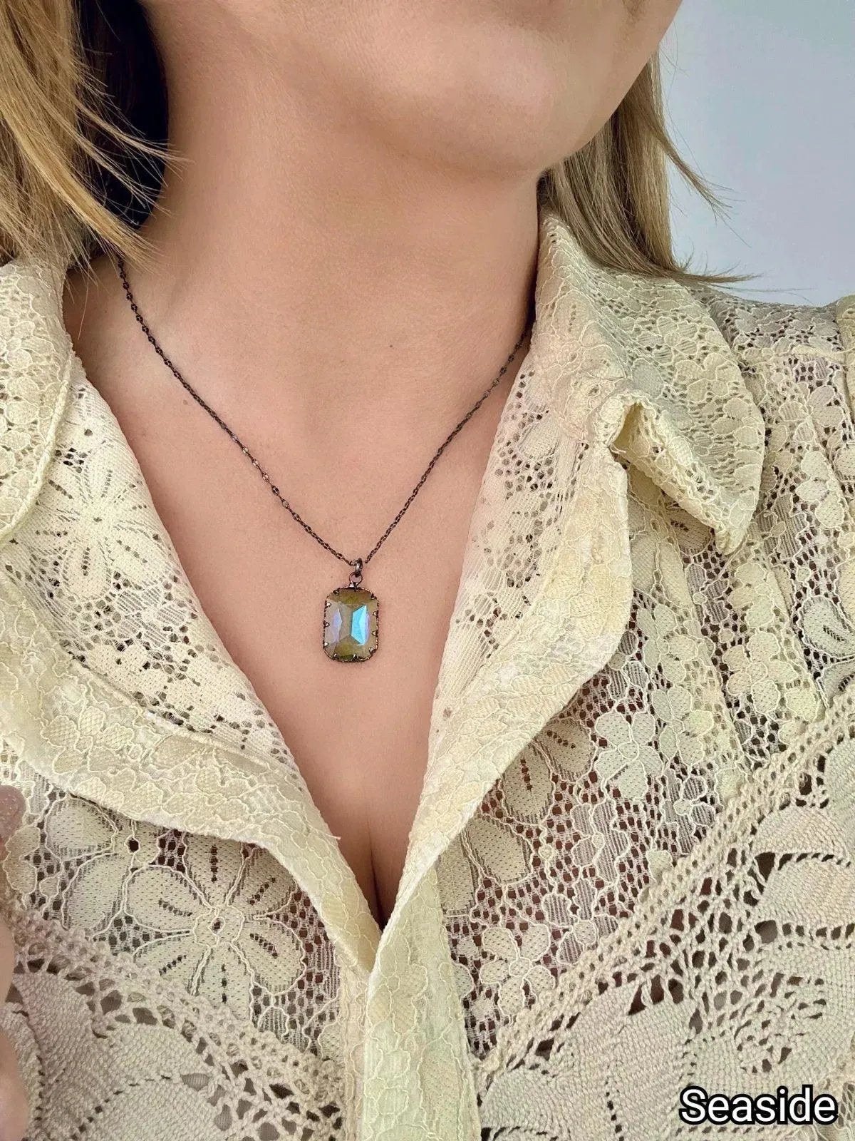 Melania Clara Rainbow Gunmetal Necklace