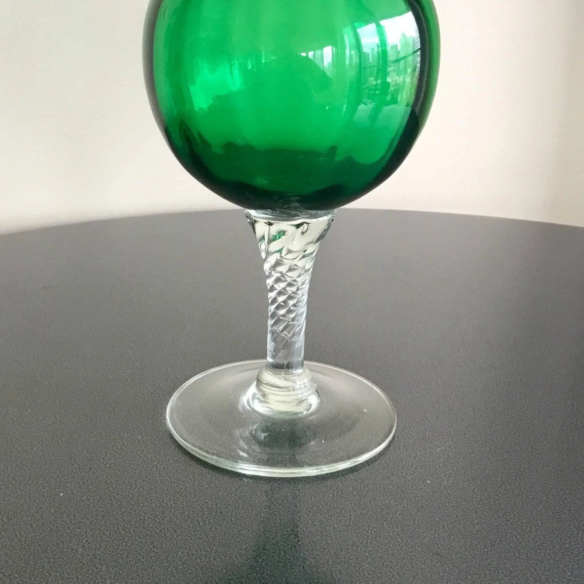 Mid-Century Empoli Emerald Glass Pedestal Vase Jewelry Bubble