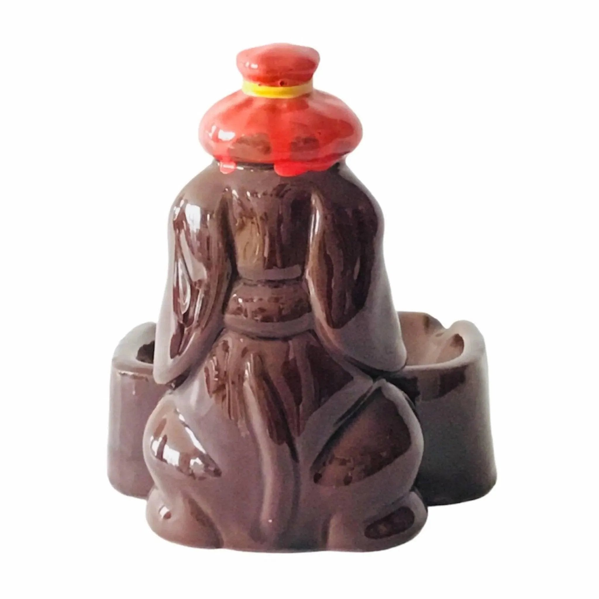 Mid-Century Enesco Redware Sad Basset Hound Dog Ashtray
