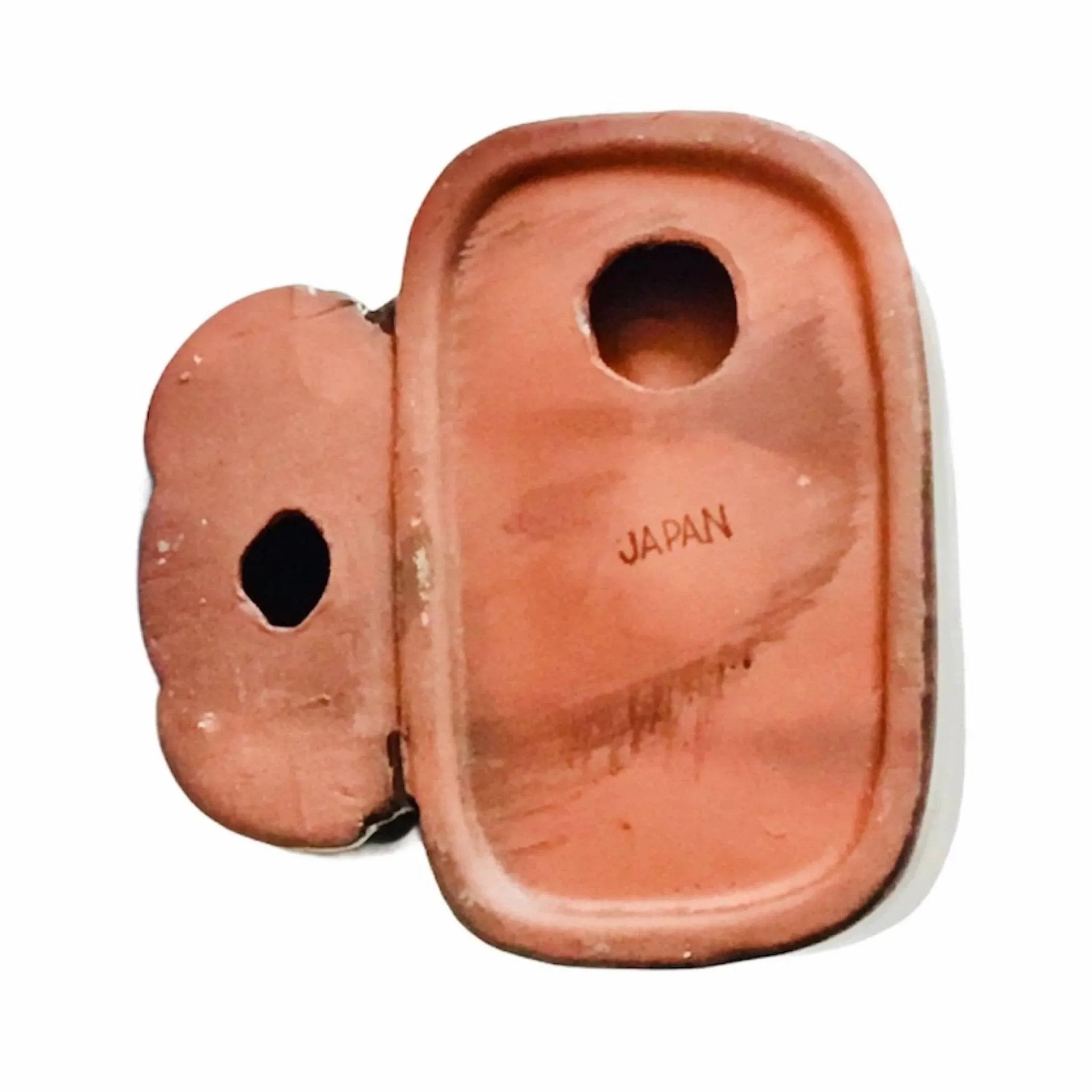 Mid-Century Enesco Redware Sad Basset Hound Dog Ashtray