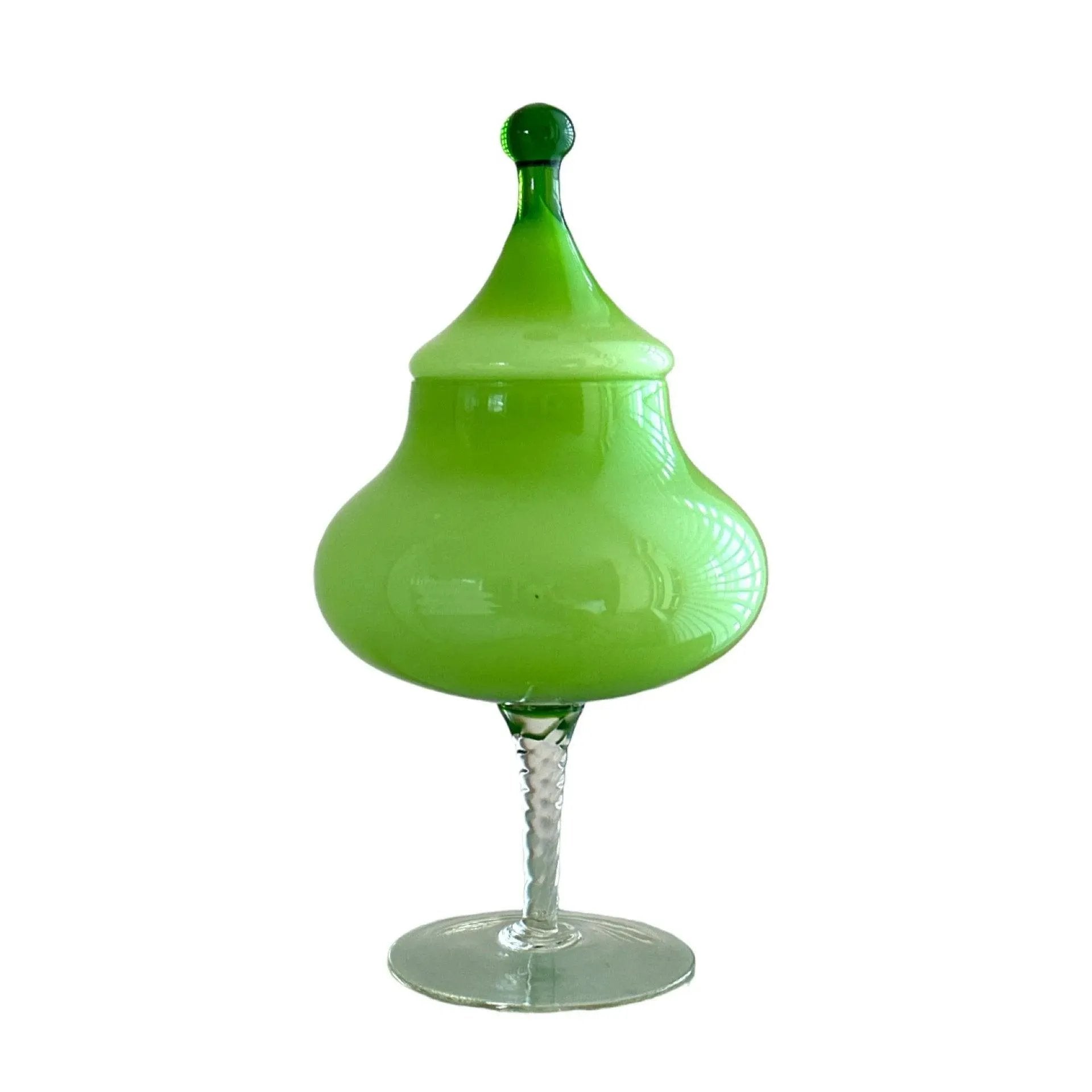 Mid-Century Modern Empoli Green Cased Glass Apothecary Jar