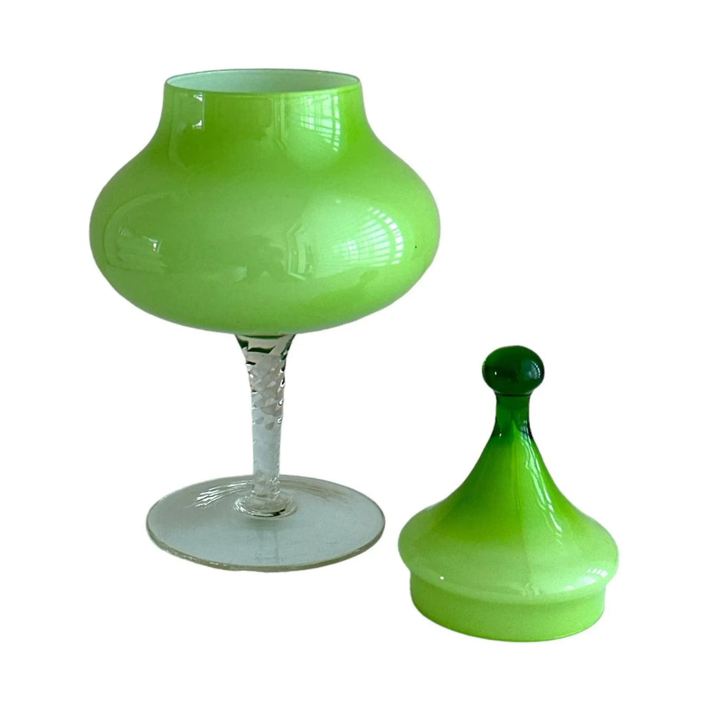 Mid-Century Modern Empoli Green Cased Glass Apothecary Jar