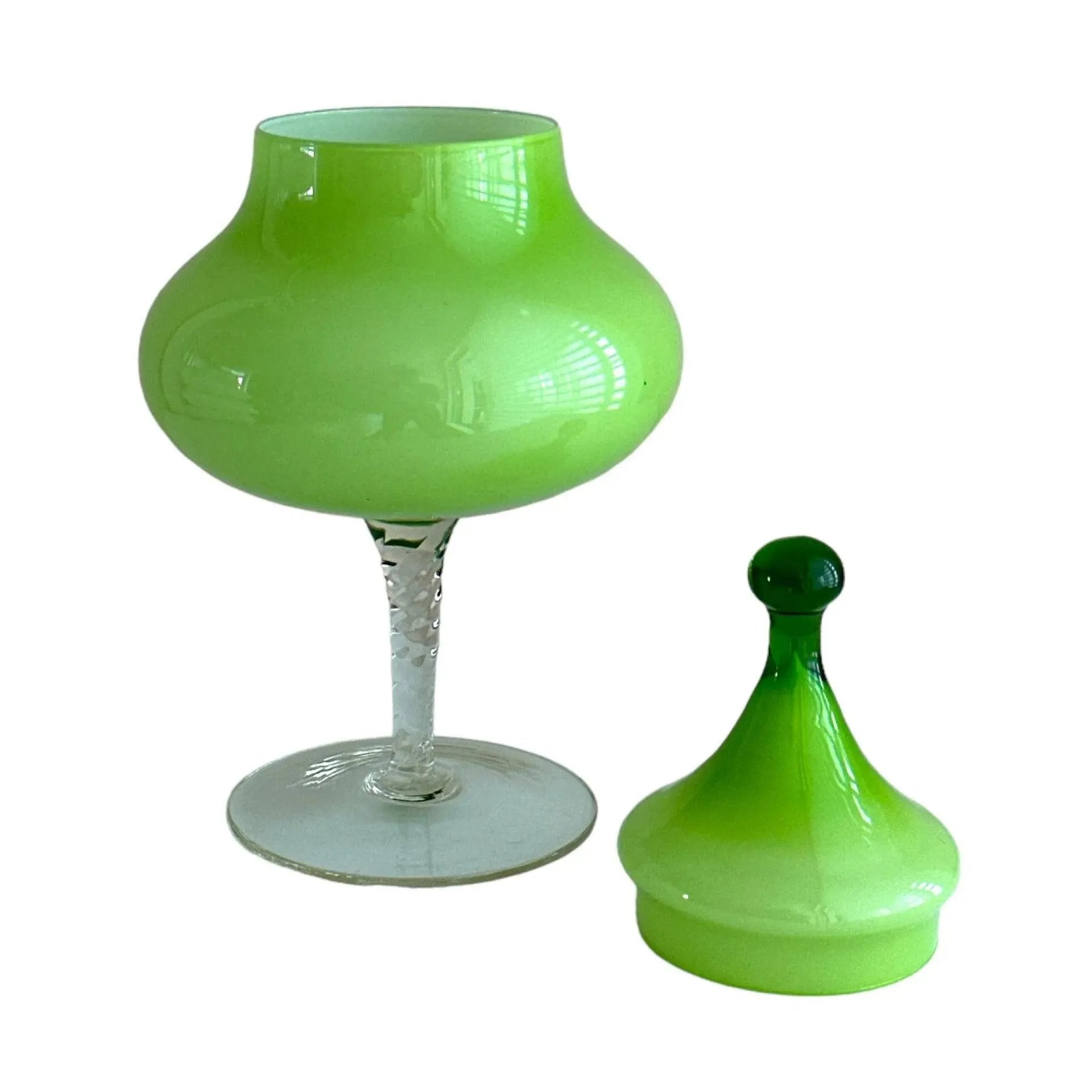Mid-Century Modern Empoli Green Cased Glass Apothecary Jar