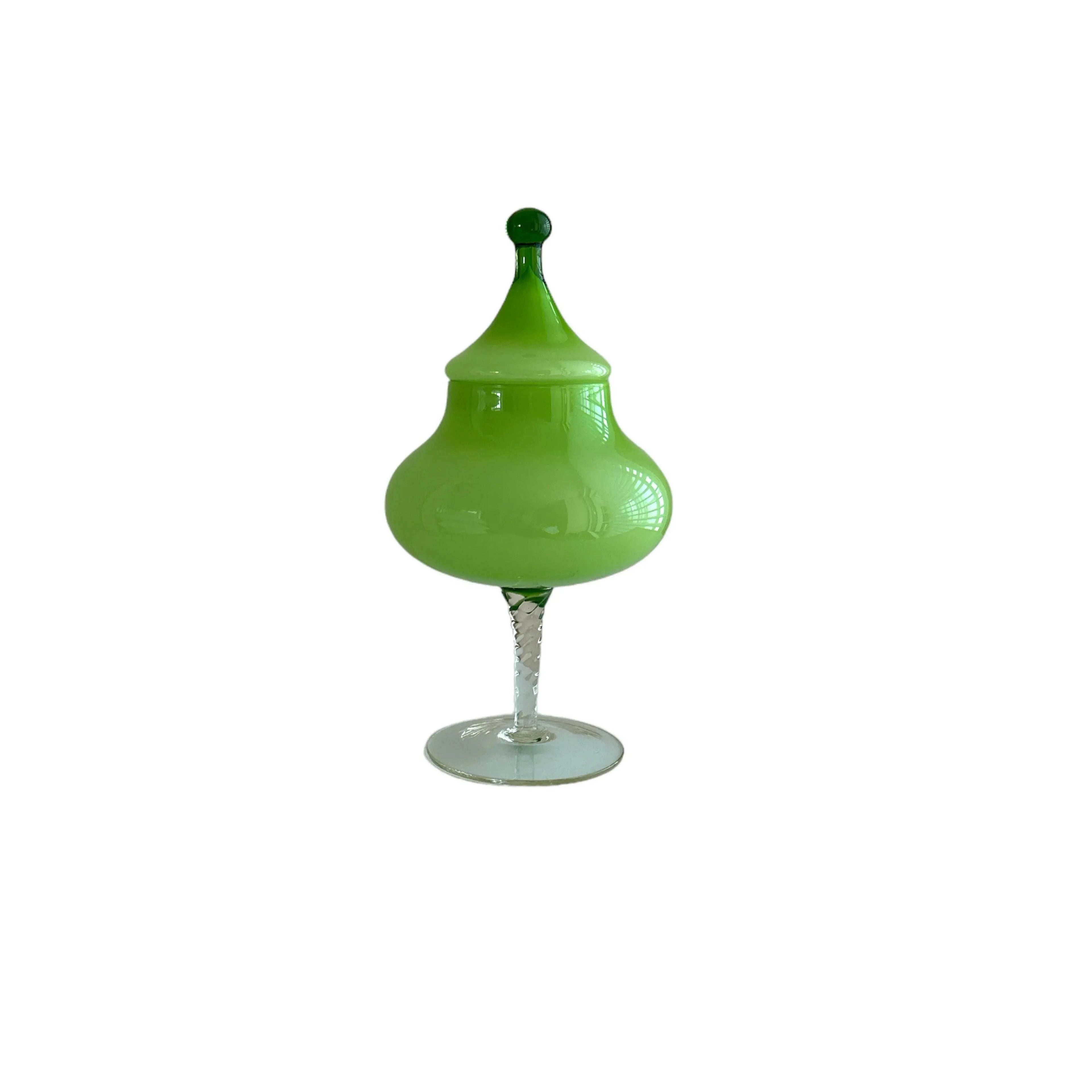 Mid-Century Modern Empoli Green Cased Glass Apothecary Jar