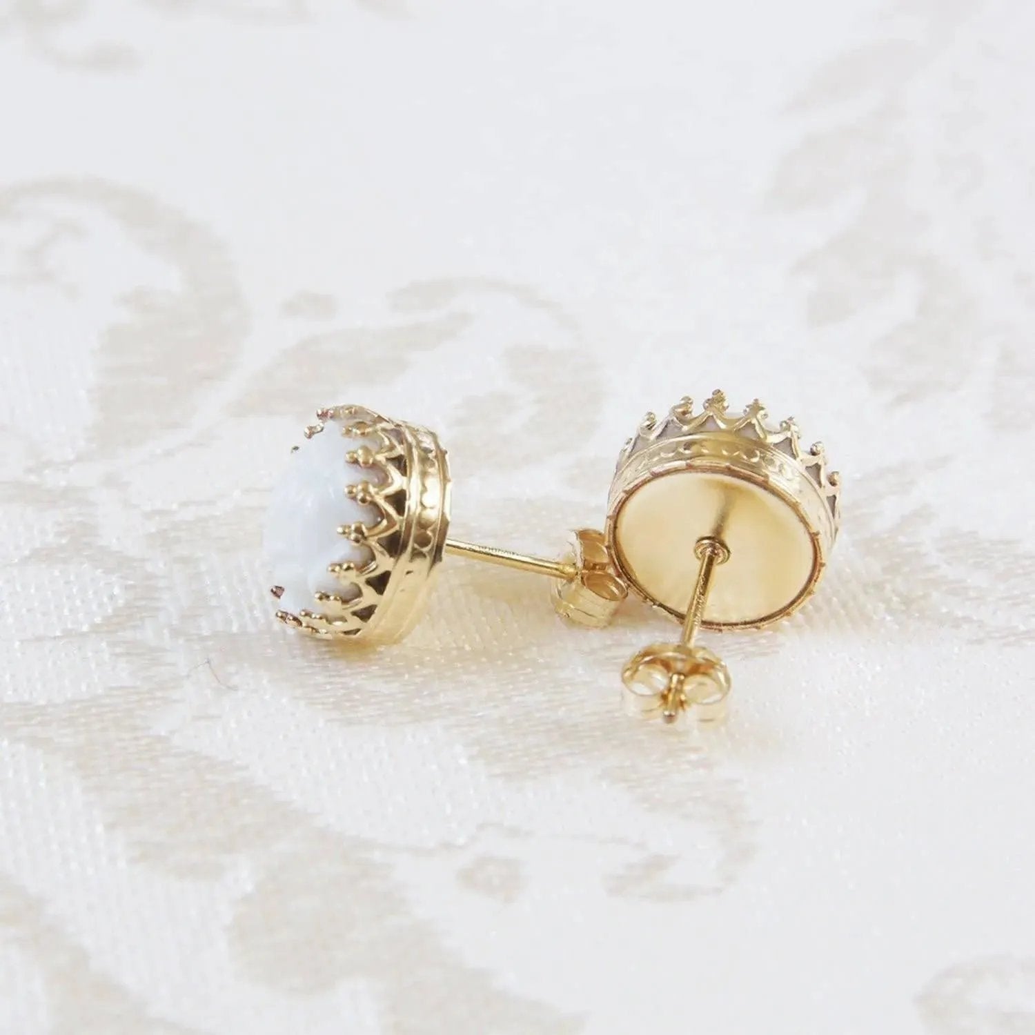 Mini Round Porcelain Rose Gold-Filled Stud Earrings | POPORCELAIN Based in Denmark
