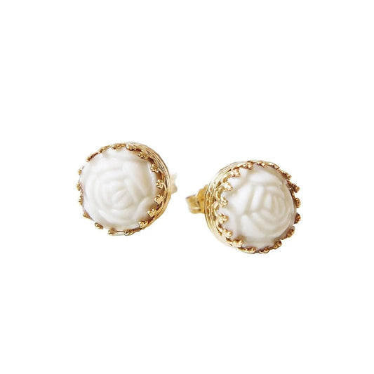 Mini Round Porcelain Rose Gold-Filled Stud Earrings | POPORCELAIN Based in Denmark Jewelry Bubble