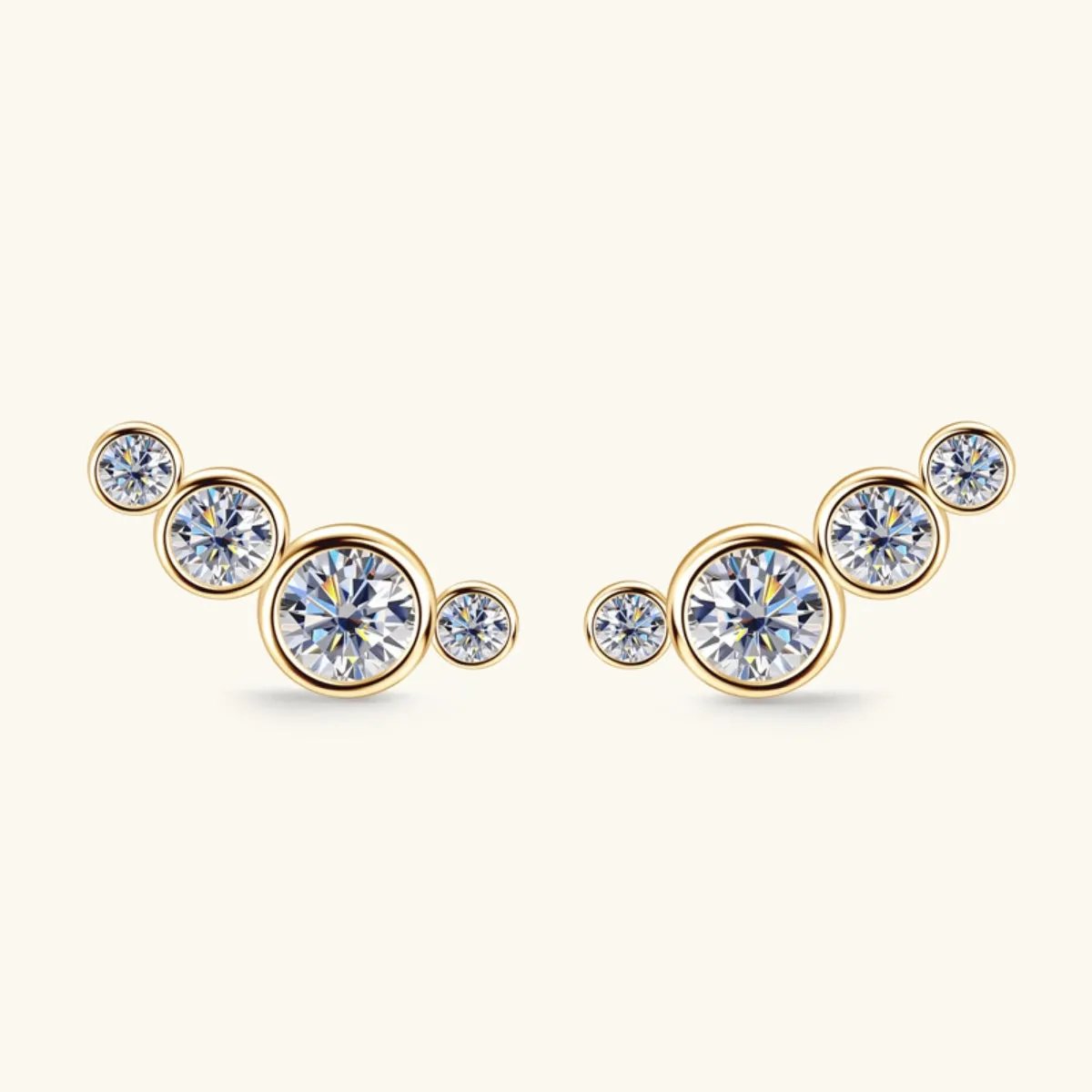 Minimalist 4-Stone Stud Earrings in Gold & Silver: Stylish and Modern Jewelry