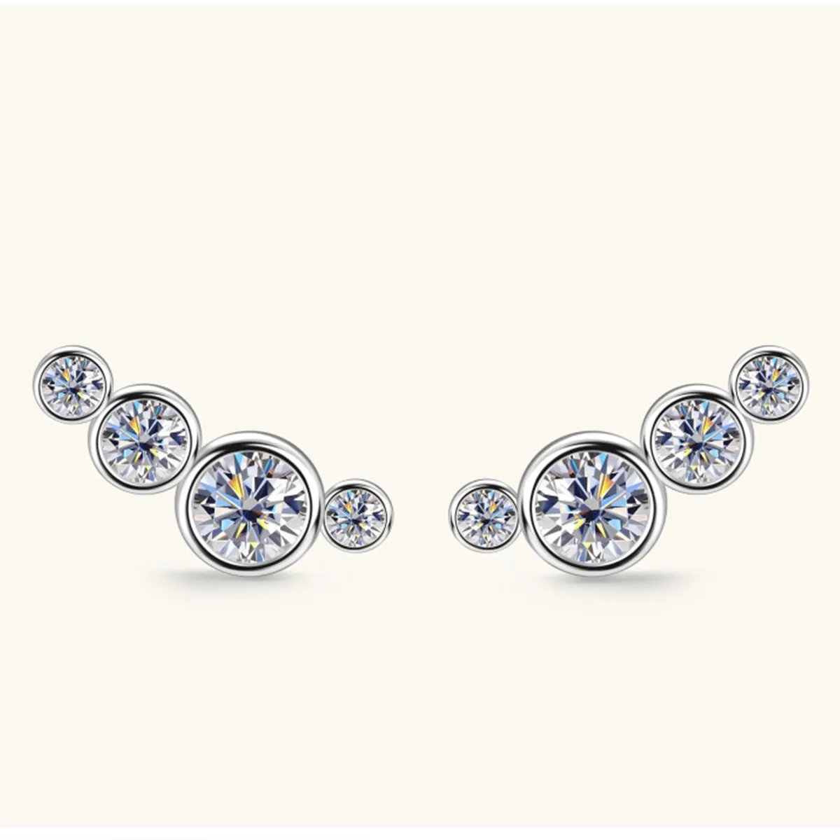 Minimalist 4-Stone Stud Earrings in Gold & Silver: Stylish and Modern Jewelry