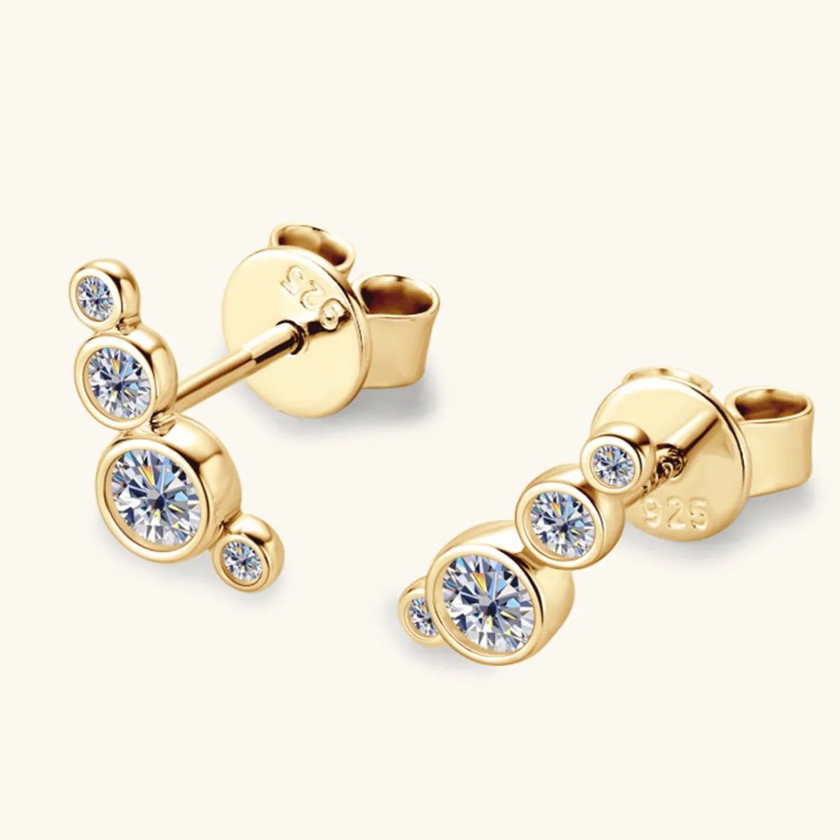 Minimalist 4-Stone Stud Earrings in Gold & Silver: Stylish and Modern Jewelry