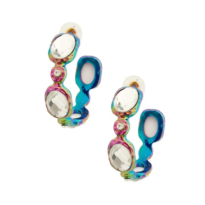 Modernist Chunky Open-hoop Earrings Multicolor Jewelry Bubble