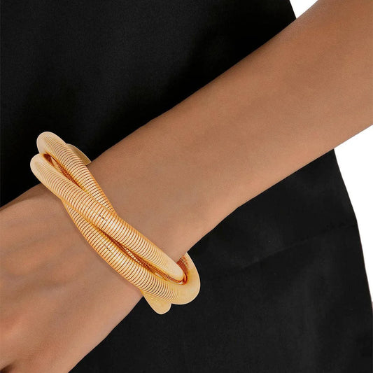 Modernist Gold Triple Coil Bracelets You Can't Miss - Fashion Jewelry Jewelry Bubble