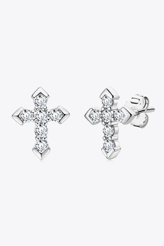 Moissanite Cross Stud Earrings Jewelry Bubble