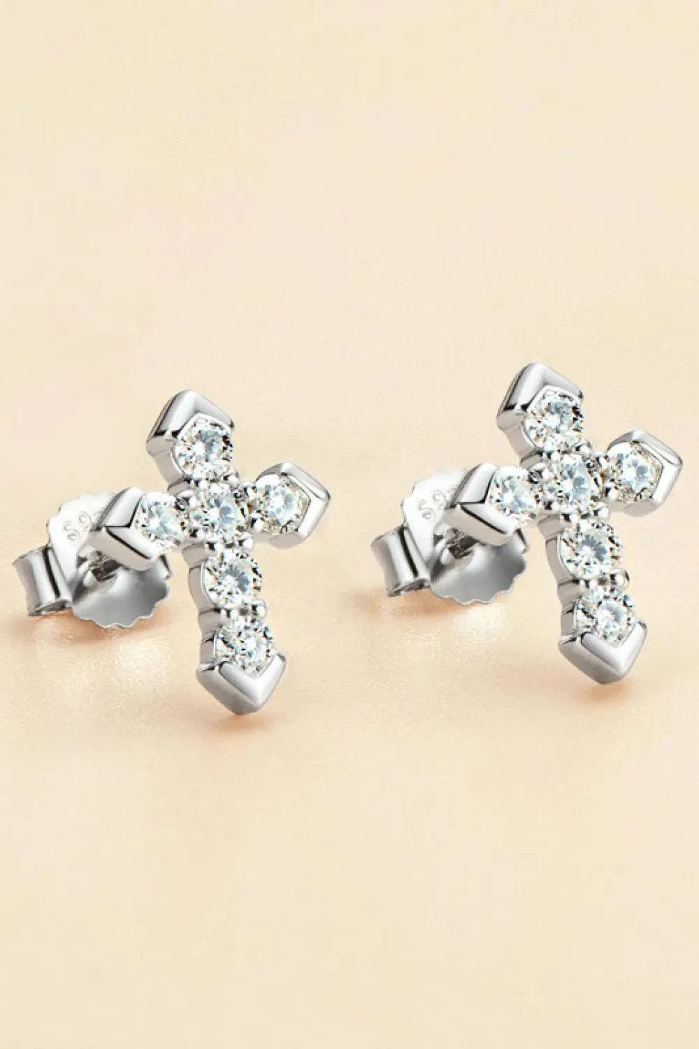 Moissanite Cross Stud Earrings