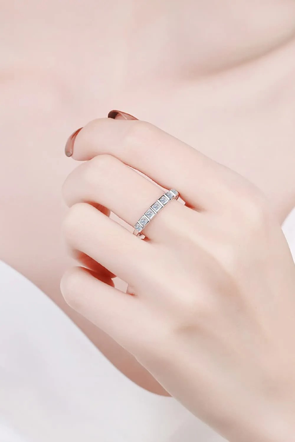 Eternity Ring for Women: Half-Eternity S925 Sterling Silver Ring with Moissanite