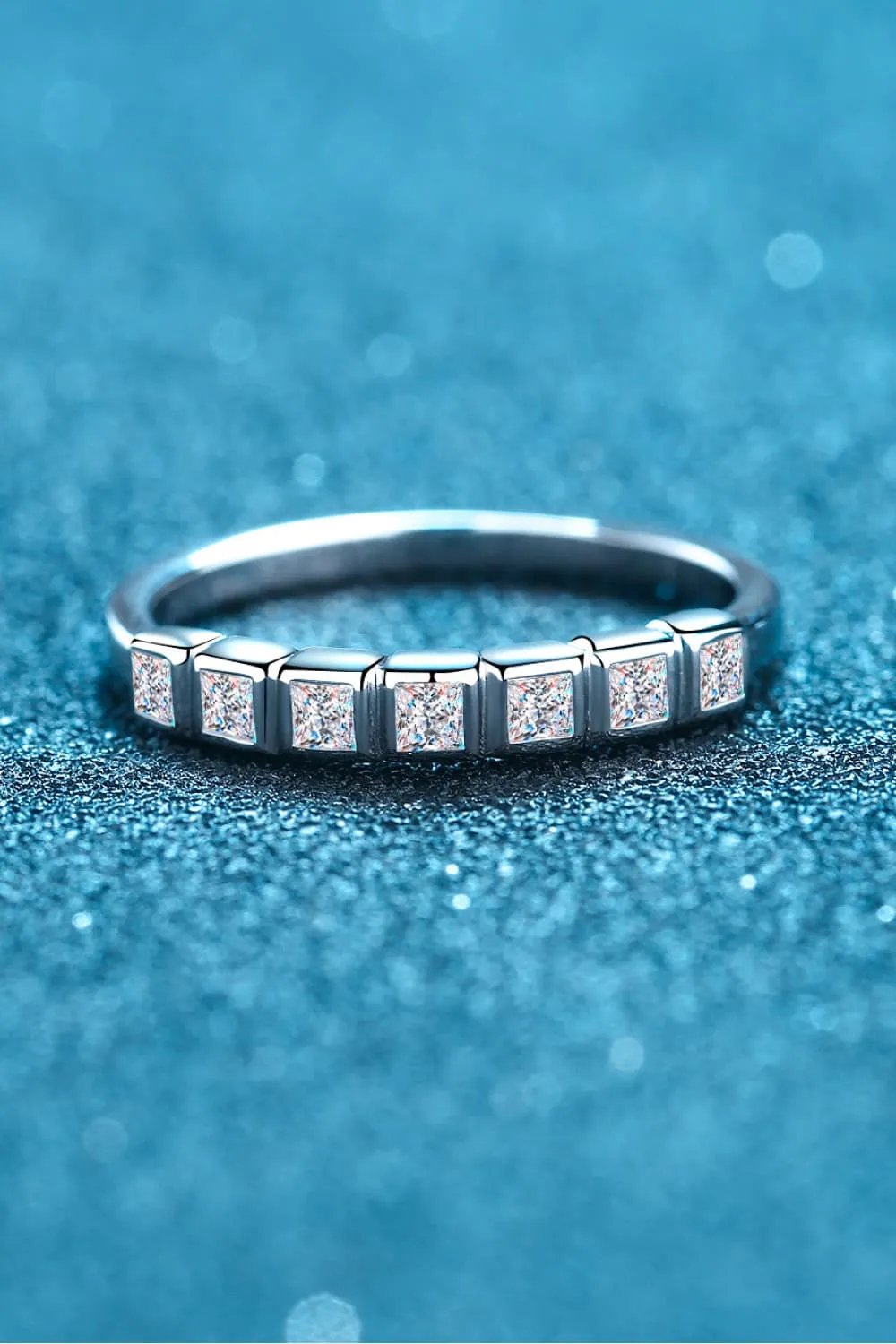 Eternity Ring for Women: Half-Eternity S925 Sterling Silver Ring with Moissanite