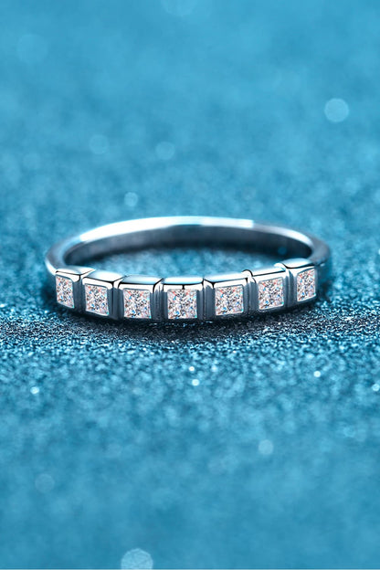 Moissanite Rhodium-Plated Half-Eternity Ring Jewelry Bubble