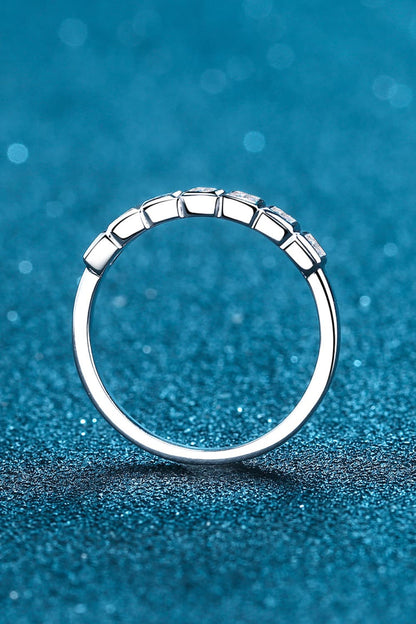 Moissanite Rhodium-Plated Half-Eternity Ring Jewelry Bubble