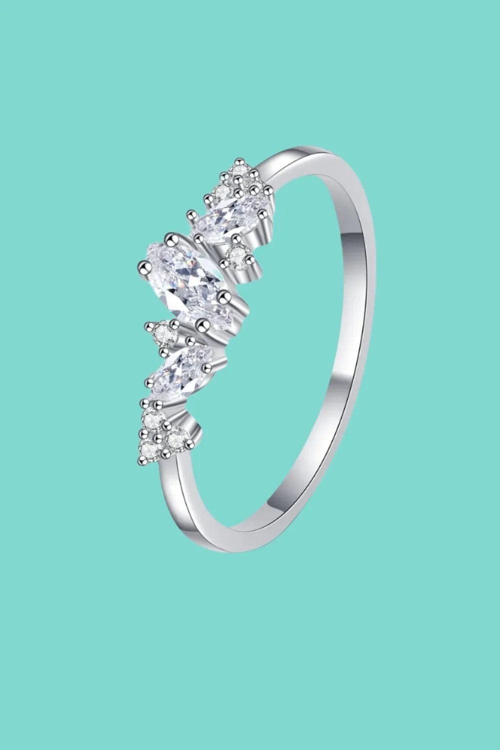 Moissanite Rhodium-Plated Ring for Women