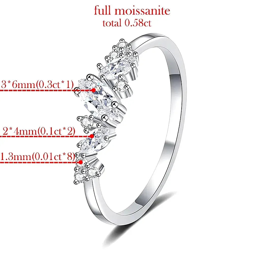Moissanite Rhodium-Plated Ring for Women