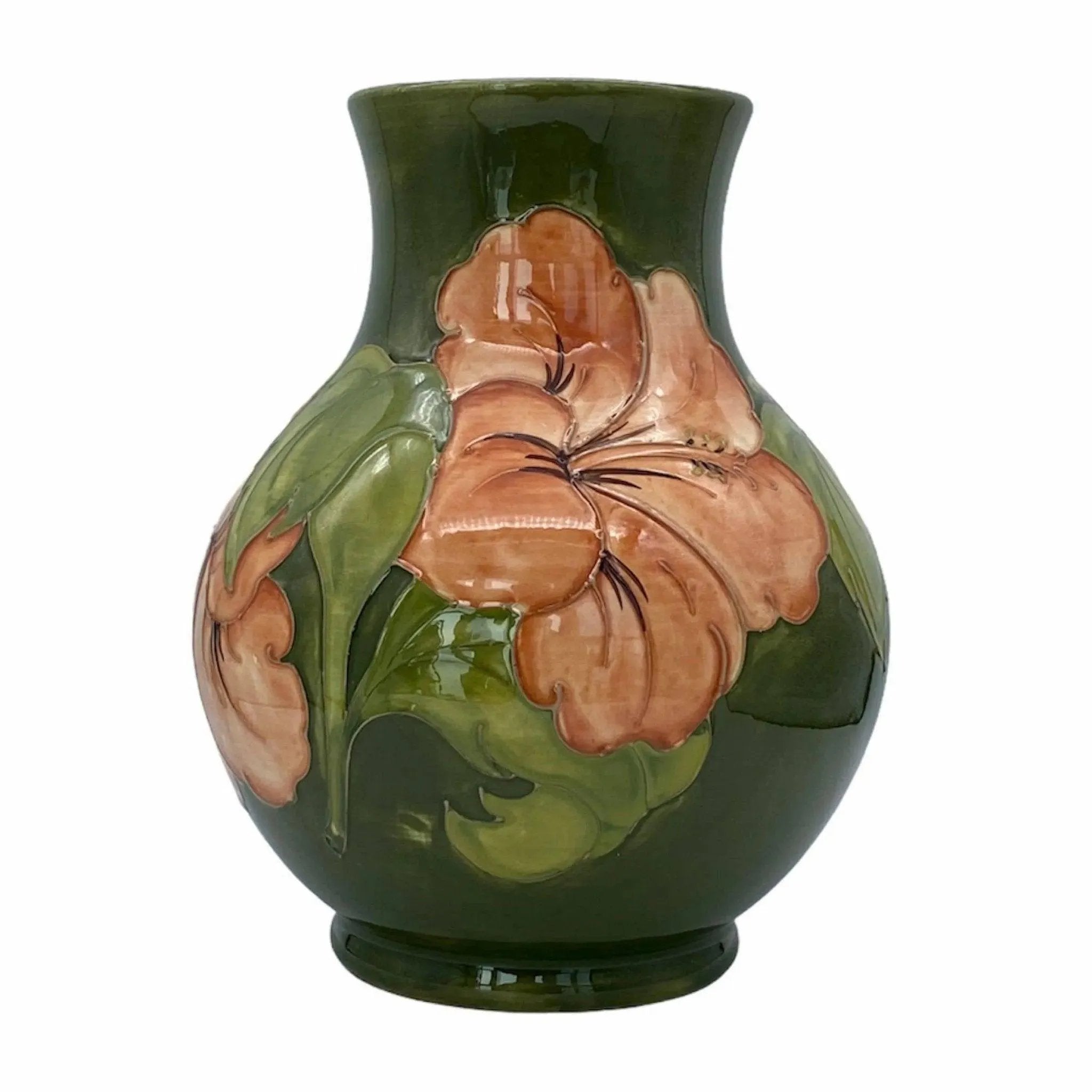 Moorcroft Pottery Vintage Hibiscus Flower Vase