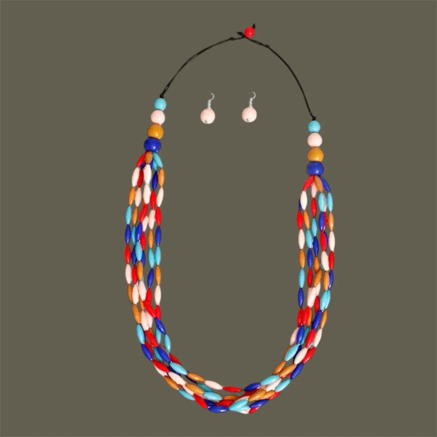 Multicolor Acrylic Bead Necklace Set Pinktown