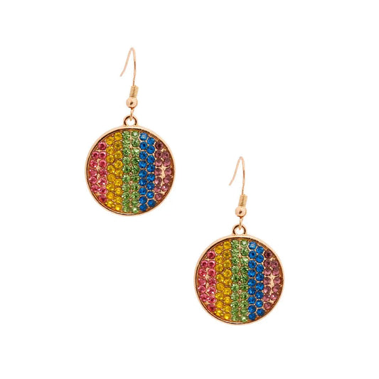 Multicolor Dangle Disc Earrings Gold Plated Jewelry Bubble