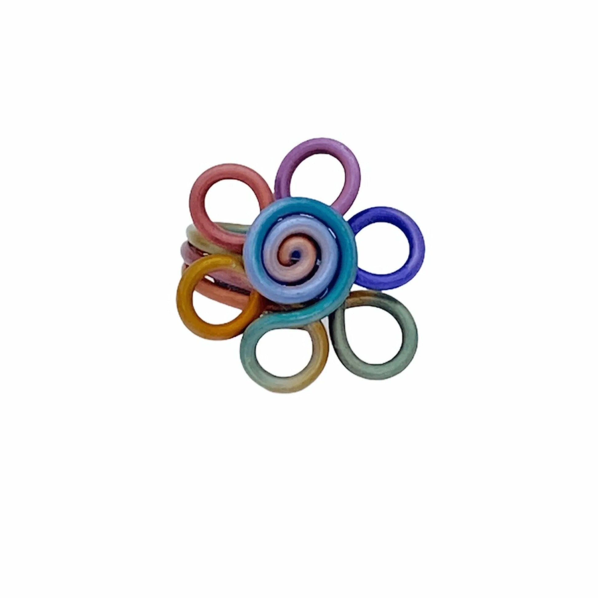 Multicolor Flower Ring Openwork Design Jewelry Bubble