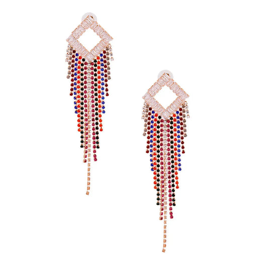 Multicolor Fringe Rhinestone Earrings Show Off Your Style! Pinktown