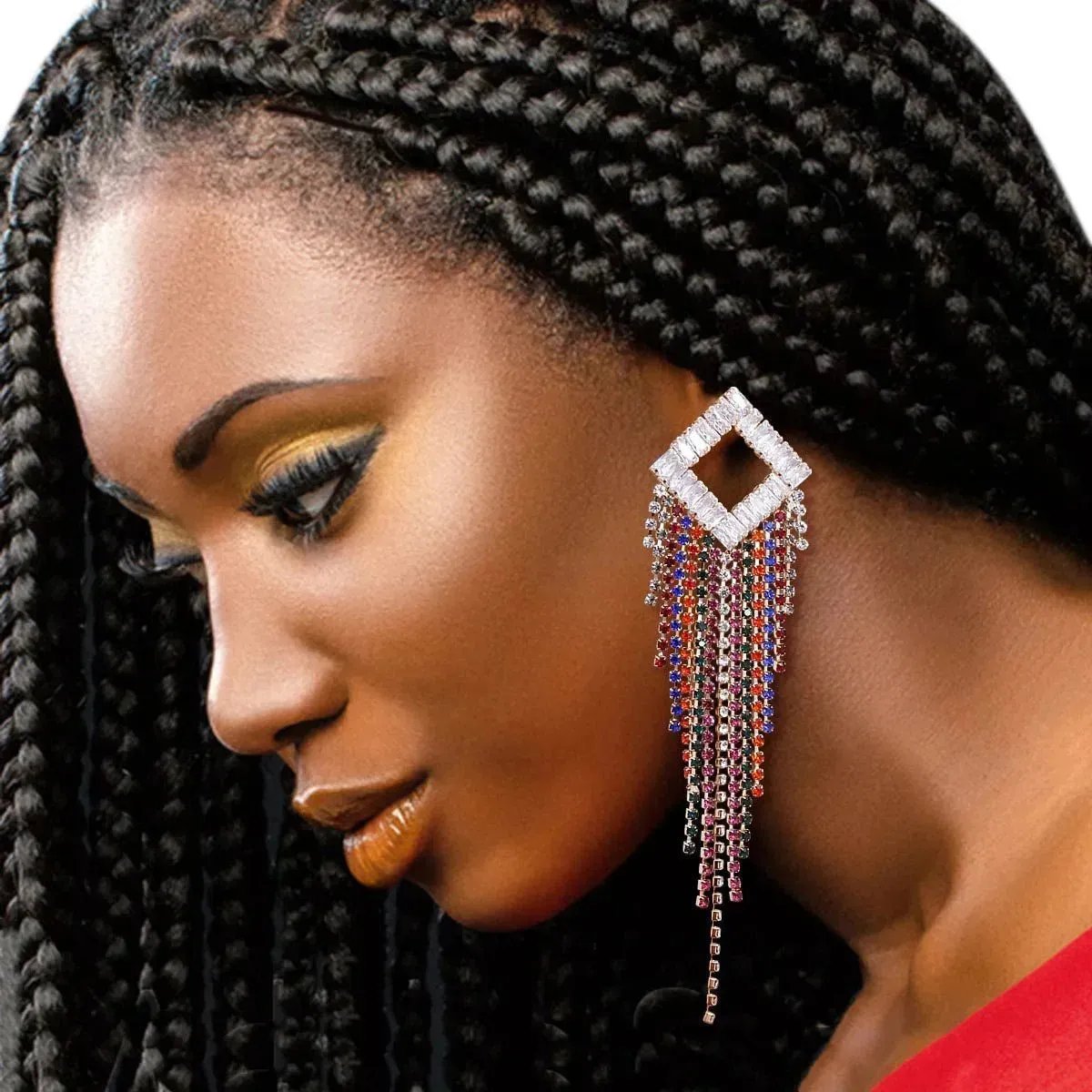 Multicolor Fringe Rhinestone Earrings Show Off Your Style!