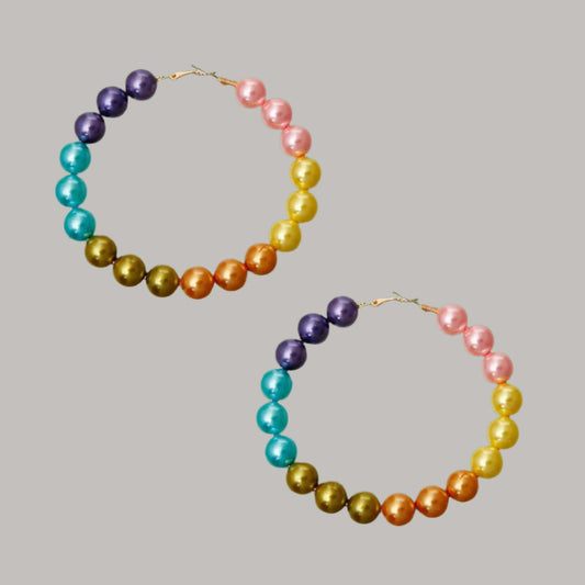 Multicolor Rainbow Hoop Earrings – Bold Style Pinktown