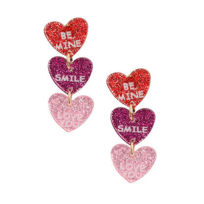 Multicolor Triple Heart Drop Earrings Be Mine Jewelry Bubble