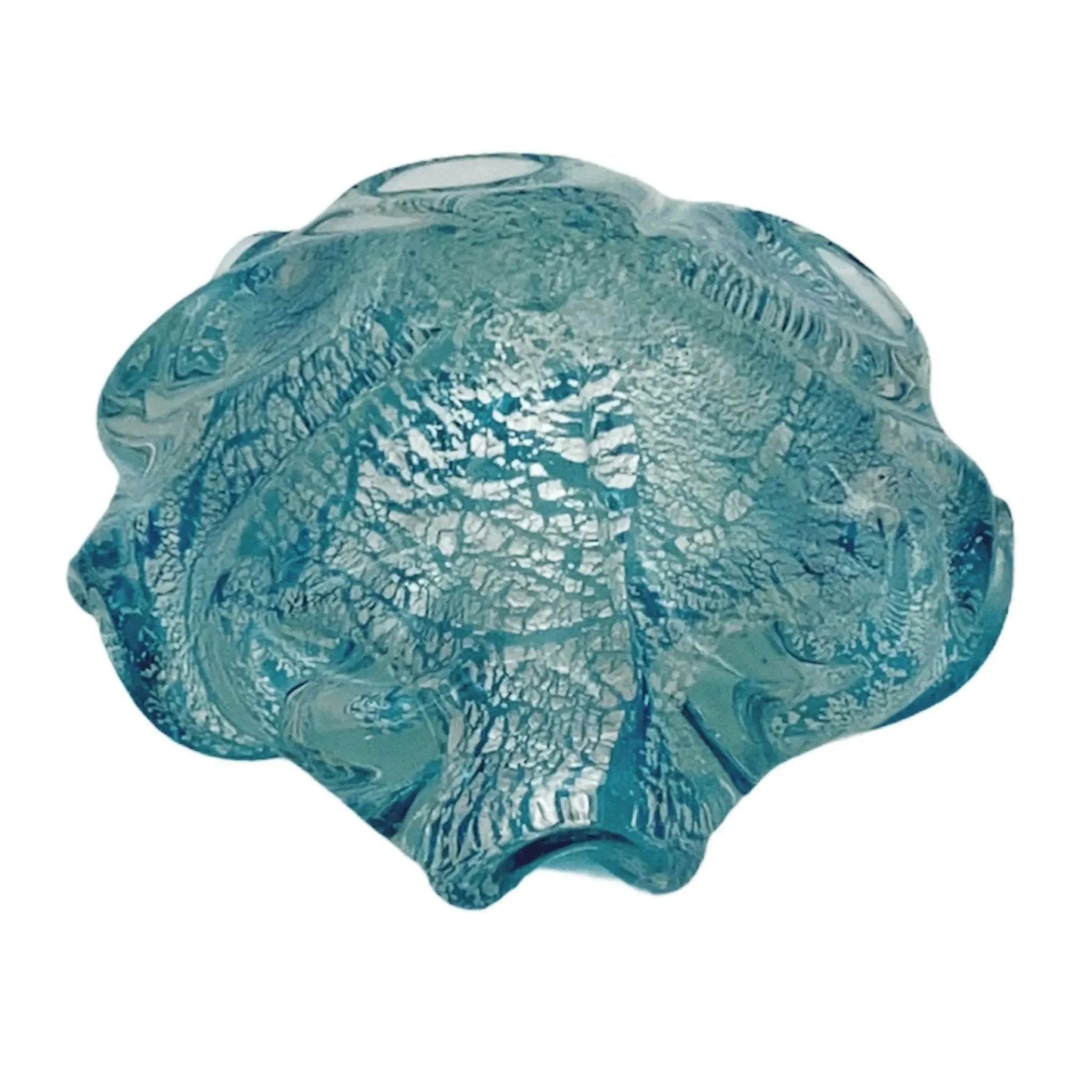 Murano Ashtray Aqua Italian Art Glass Vintage Bowl