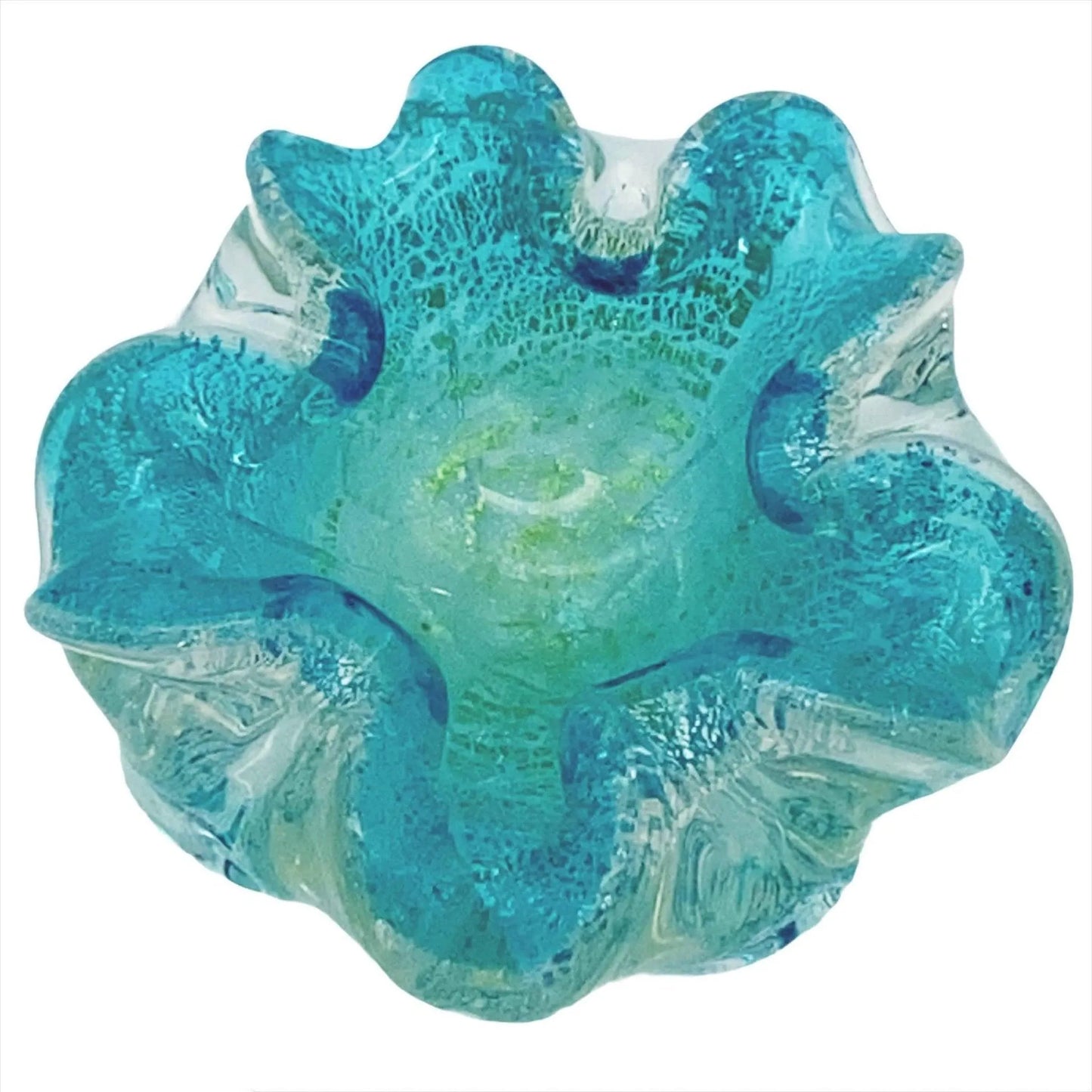 Murano Ashtray Aqua Italian Art Glass Vintage Bowl Jewelry Bubble