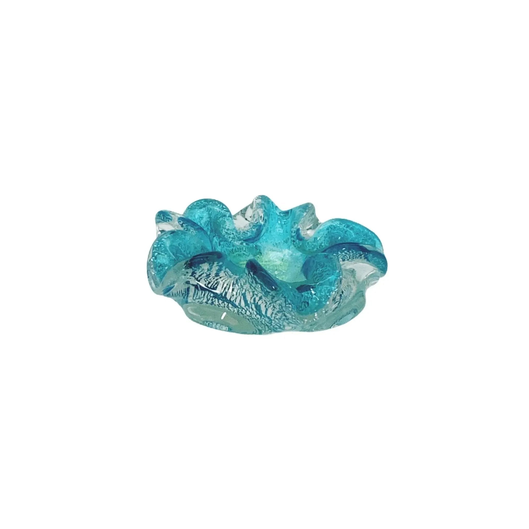Murano Ashtray Aqua Italian Art Glass Vintage Bowl