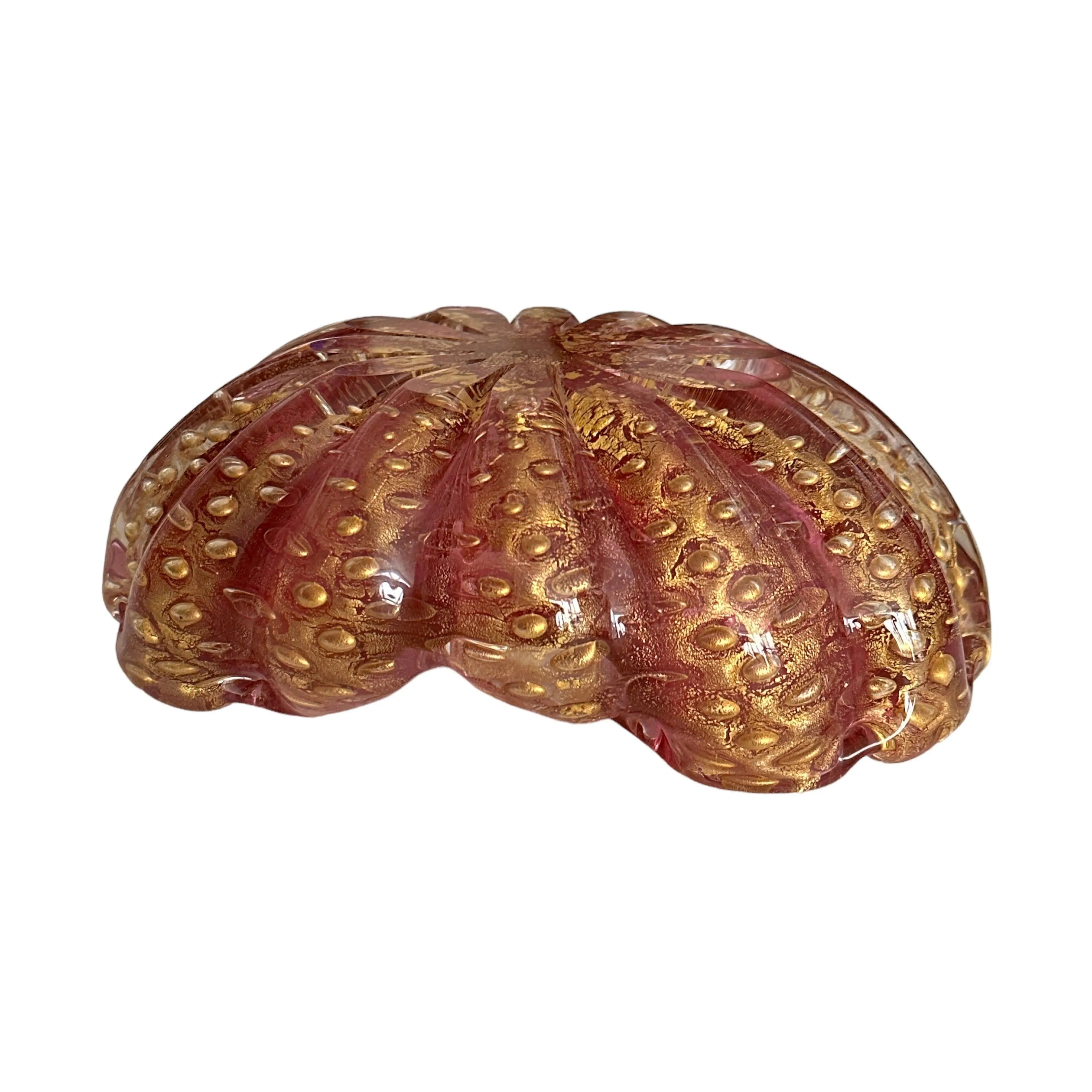 Murano Gold Flecks Bullicante Art Glass Bowl: A Stunning Piece of Italian Glassware