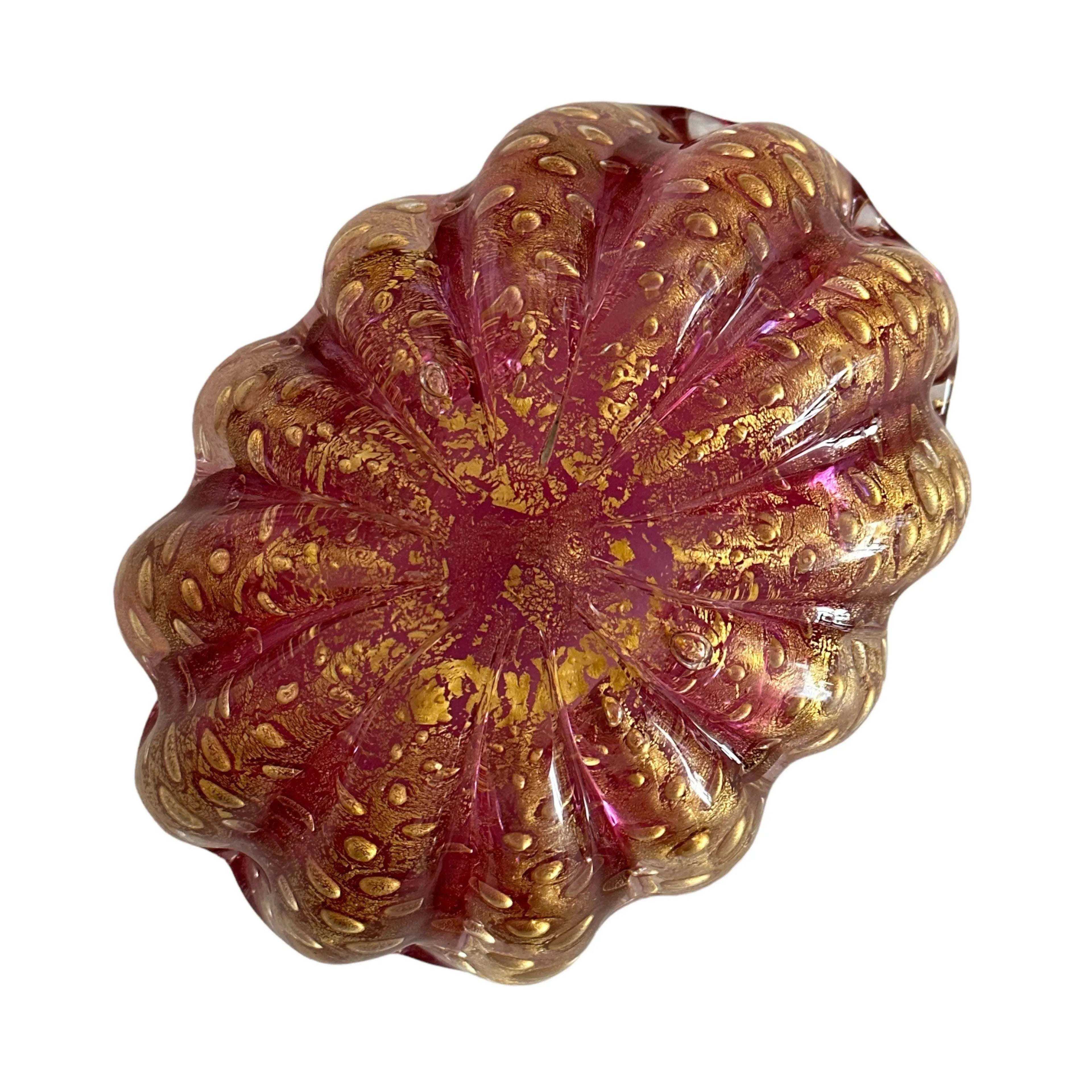 Murano Gold Flecks Bullicante Art Glass Bowl: A Stunning Piece of Italian Glassware