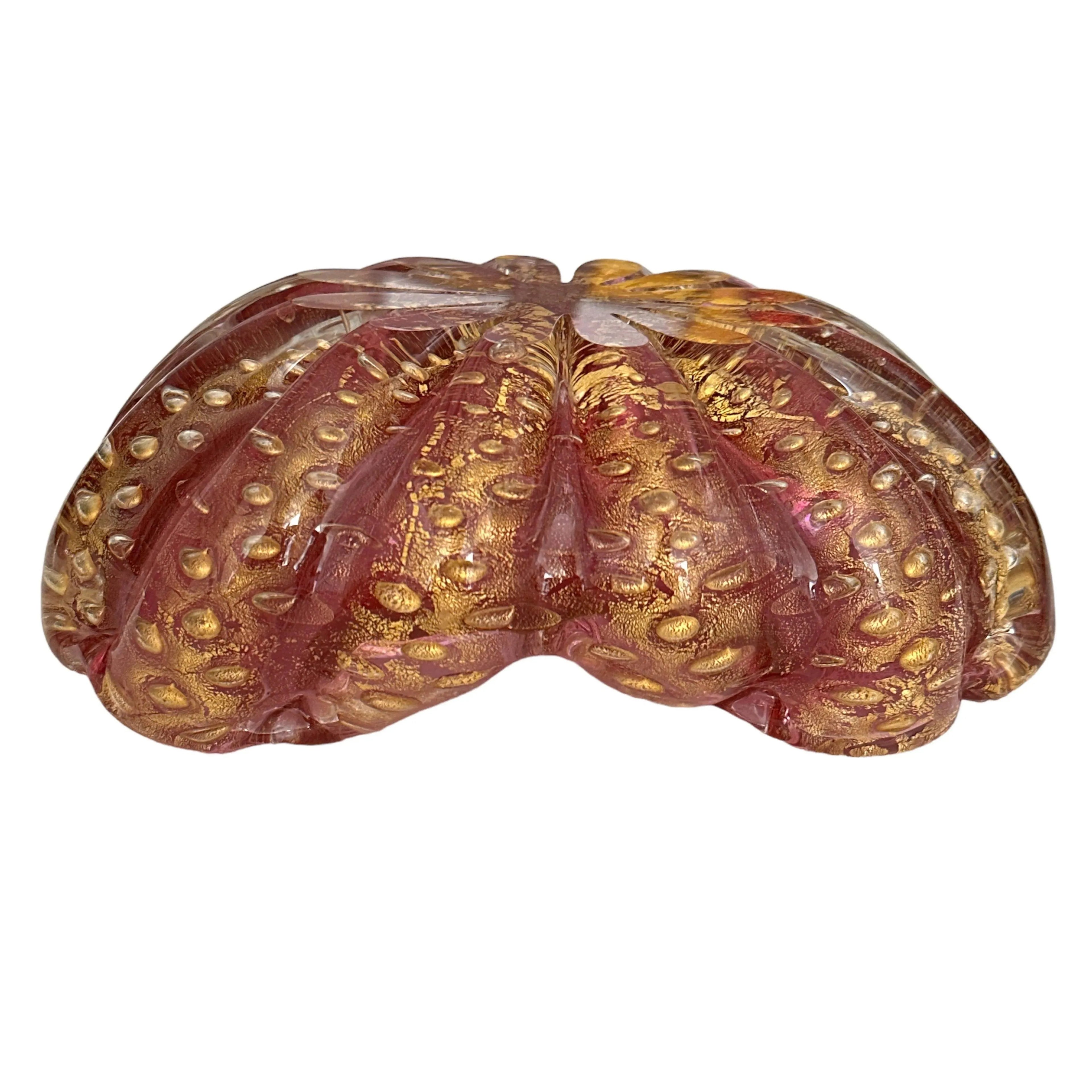 Murano Gold Flecks Bullicante Art Glass Bowl: A Stunning Piece of Italian Glassware