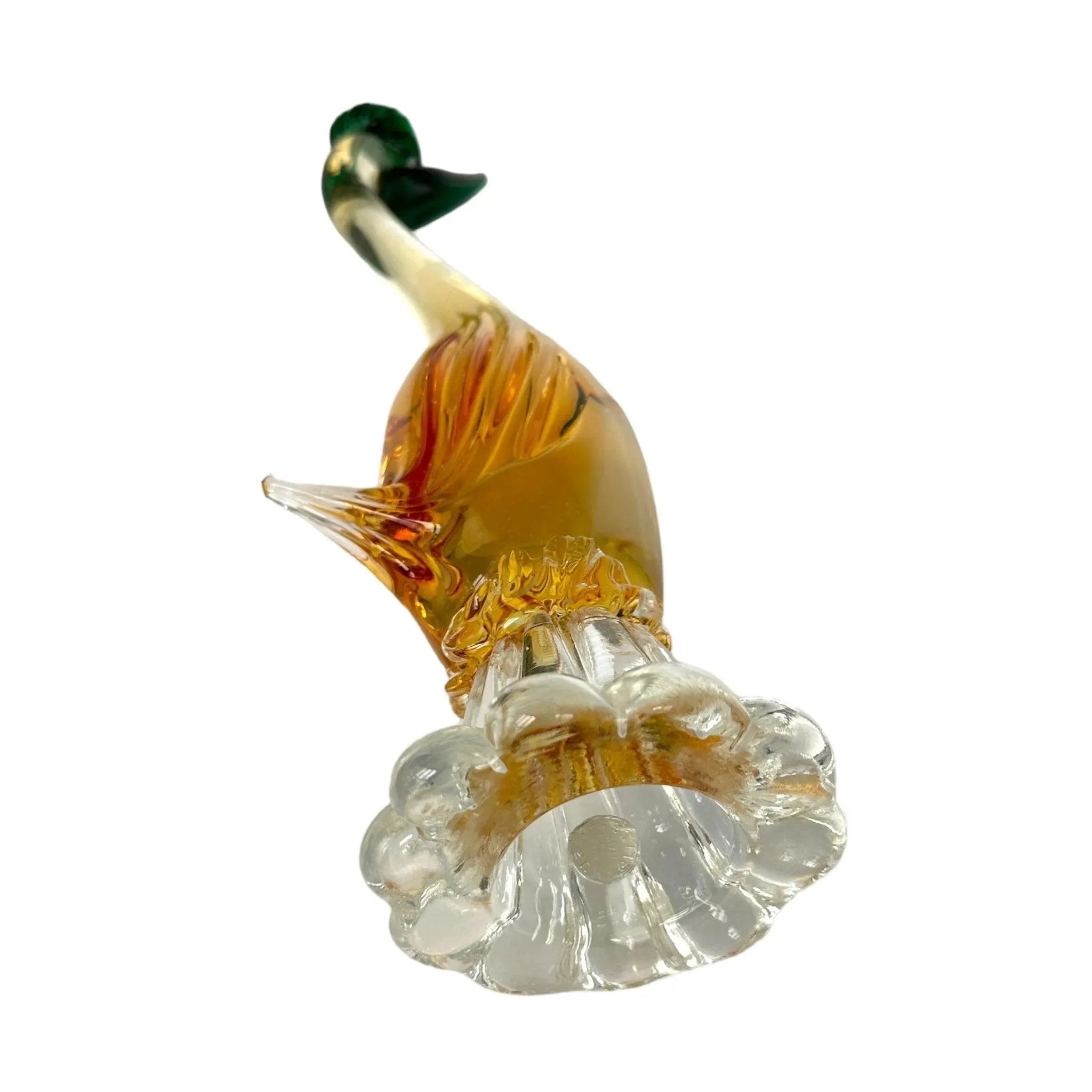 Murano Hand-Blown Italian Art Glass Duck Figurine - Exquisite Vintage Collectible!